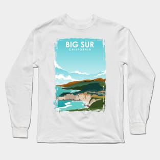 Big Sur California Beach Coast Ocean Travel Poster Long Sleeve T-Shirt